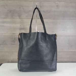 J.Crew Black Leather Tote Bag - Black